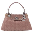 Christian Dior Canage Handtasche Nylon Pink Silber Auth bs32778-13