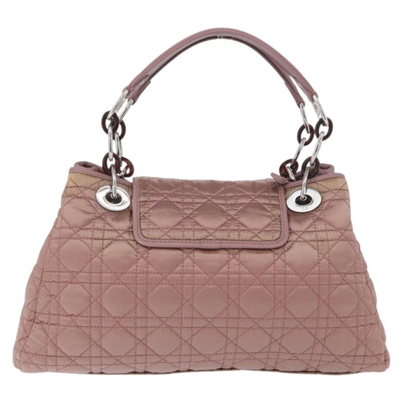 Christian Dior Canage Handtas Nylon Roze Zilver Auth bs32778