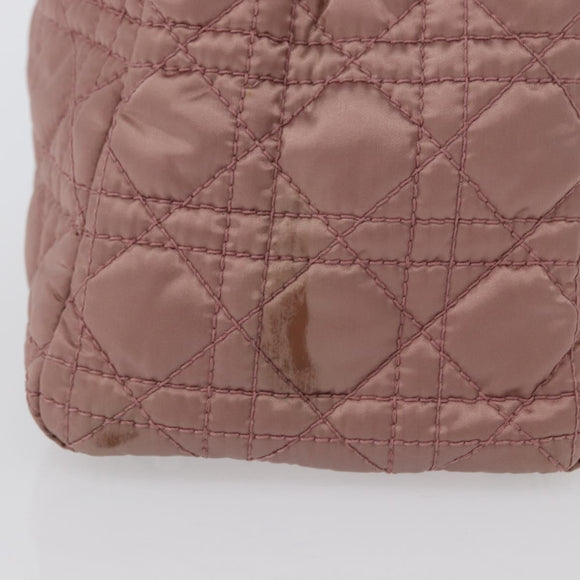 Christian Dior Canage Handtasche Nylon Pink Silber Auth bs32778