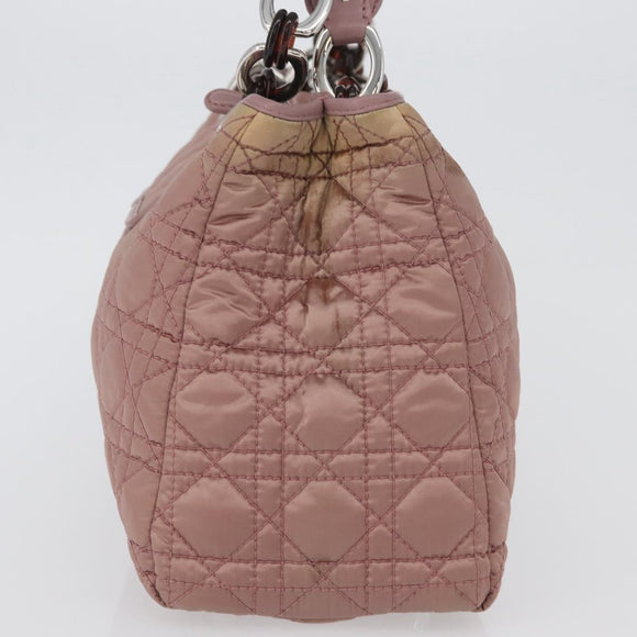 Christian Dior Canage Handtasche Nylon Pink Silber Auth bs32778