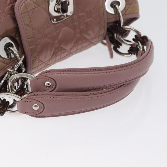 Christian Dior Canage Handtasche Nylon Pink Silber Auth bs32778