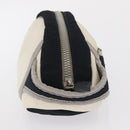 CHANEL Accessory Pouch Nylon White Silver Auth bs32779-4
