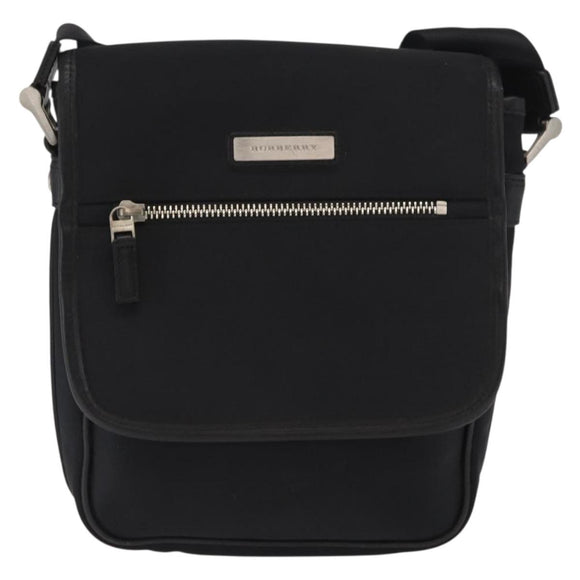 BURBERRY Shoulder Bag Nylon Black Silver Auth bs32780