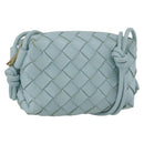BOTTEGA VENETA INTRECCIATO Shoulder Bag Leather Light Blue Gold Auth bs32785V-1