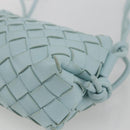 BOTTEGA VENETA INTRECCIATO Shoulder Bag Leather Light Blue Gold Auth bs32785V-9