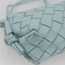 BOTTEGA VENETA INTRECCIATO Shoulder Bag Leather Light Blue Gold Auth bs32785V-14