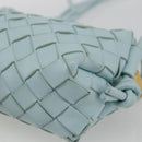 BOTTEGA VENETA INTRECCIATO Shoulder Bag Leather Light Blue Gold Auth bs32785V-15