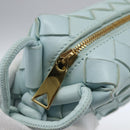 BOTTEGA VENETA INTRECCIATO Shoulder Bag Leather Light Blue Gold Auth bs32785V-10