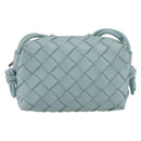 BOTTEGA VENETA INTRECCIATO Shoulder Bag Leather Light Blue Gold Auth bs32785V-13