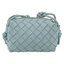 BOTTEGA VENETA INTRECCIATO Shoulder Bag Leather Light Blue Gold Auth bs32785V-2