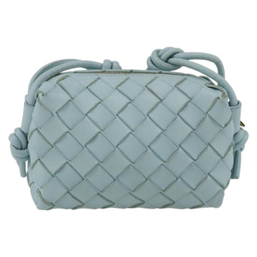 BOTTEGA VENETA INTRECCIATO Shoulder Bag Leather Light Blue Gold Auth bs32785V - 0