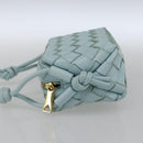 BOTTEGA VENETA INTRECCIATO Shoulder Bag Leather Light Blue Gold Auth bs32785V-3