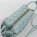BOTTEGA VENETA INTRECCIATO Shoulder Bag Leather Light Blue Gold Auth bs32785V-6