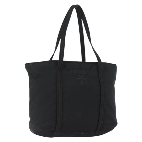 PRADA Tote Bag Nylon Black Silver Auth bs32788
