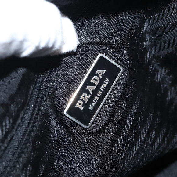 PRADA Tote Bag Nylon Black Silver Auth bs32788