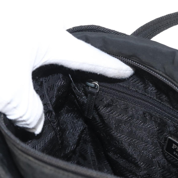 PRADA Tote Bag Nylon Black Silver Auth bs32788