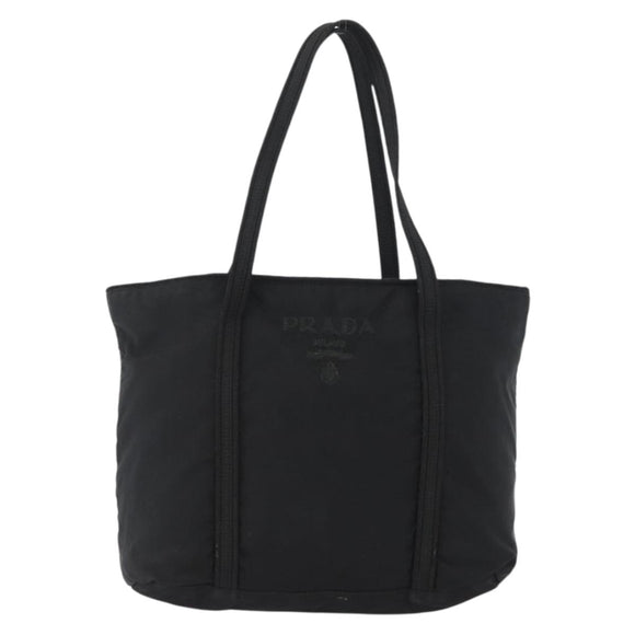 PRADA Tote Bag Nylon Black Silver Auth bs32788