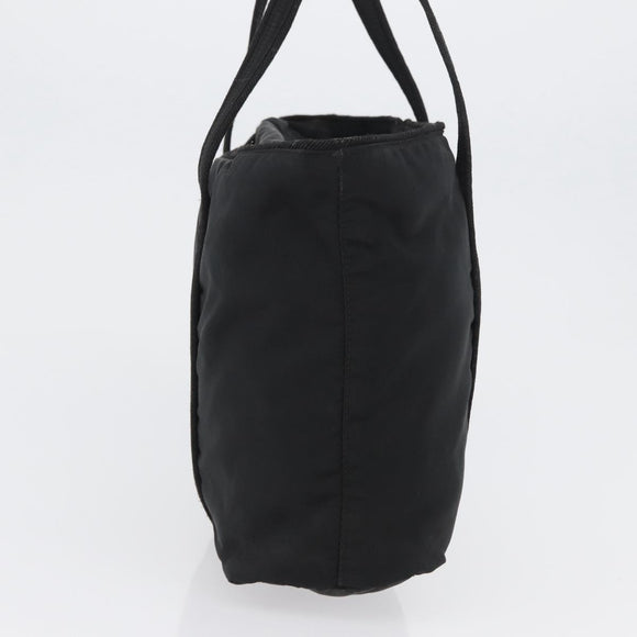 PRADA Tote Bag Nylon Black Silver Auth bs32788