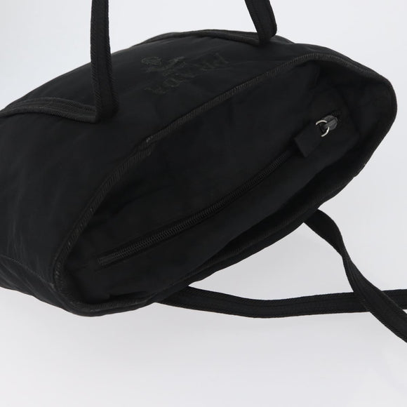 PRADA Tote Bag Nylon Black Silver Auth bs32788