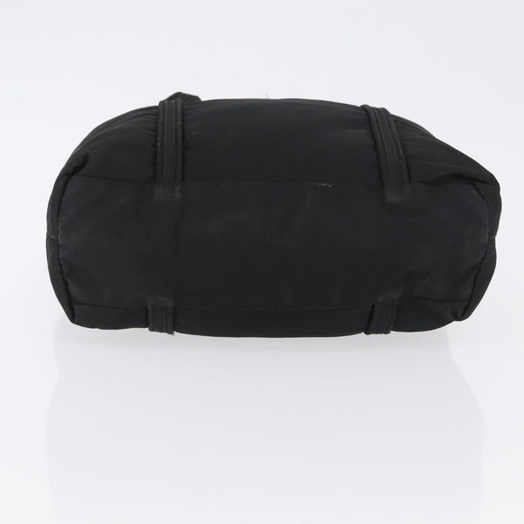 PRADA Tote Bag Nylon Black Silver Auth bs32788