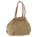 PRADA Tote Bag Nylon Beige Gold Auth bs32789-1