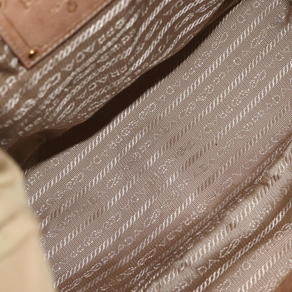PRADA Tote Bag Nylon Beige Gold Auth bs32789