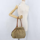 PRADA Tote Bag Nylon Beige Gold Auth bs32789-23