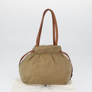 PRADA Tote Bag Nylon Beige Gold Auth bs32789-12