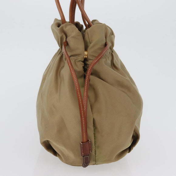 PRADA Tote Bag Nylon Beige Gold Auth bs32789