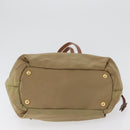 PRADA Tote Bag Nylon Beige Gold Auth bs32789-5