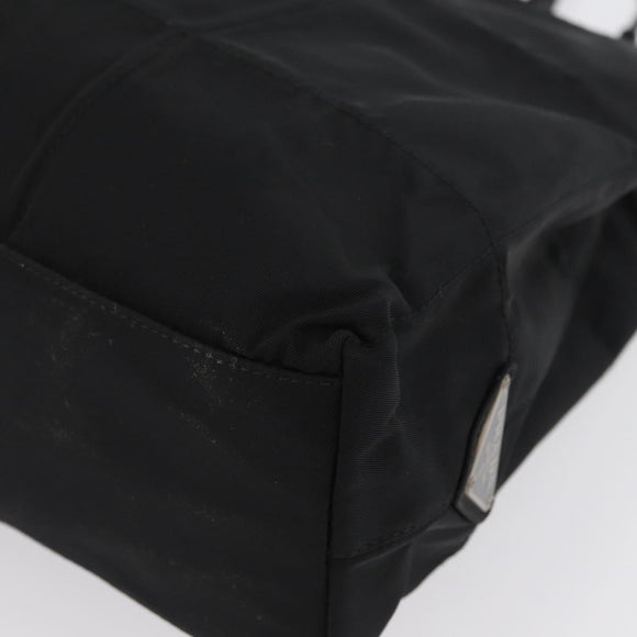 PRADA Tote Bag Nylon Black Silver Auth bs32790