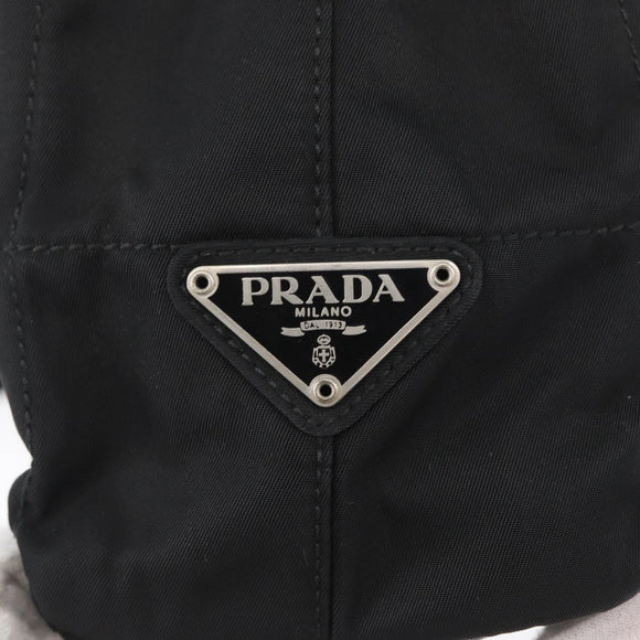 PRADA Tote Bag Nylon Black Silver Auth bs32790