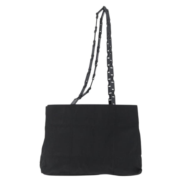 PRADA Tote Bag Nylon Black Silver Auth bs32790