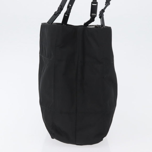 PRADA Tote Bag Nylon Black Silver Auth bs32790