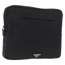 PRADA Pouch Nylon Black Silver Auth bs32791-1