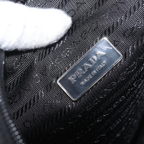 PRADA Pouch Nylon Black Silver Auth bs32791