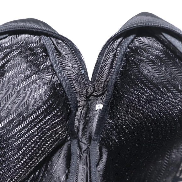 PRADA Pouch Nylon Black Silver Auth bs32791