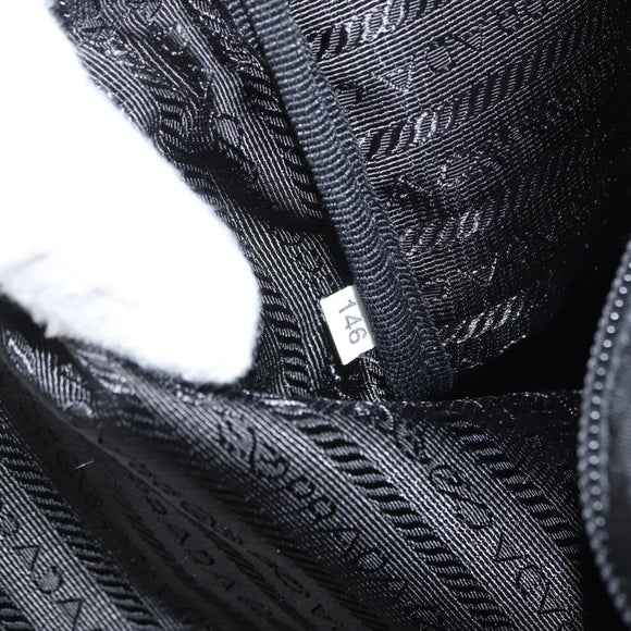 PRADA Pouch Nylon Black Silver Auth bs32791