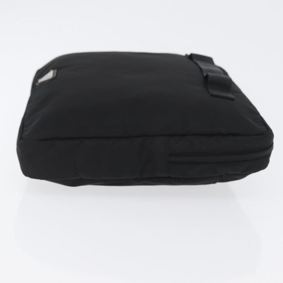 PRADA Pouch Nylon Black Silver Auth bs32791