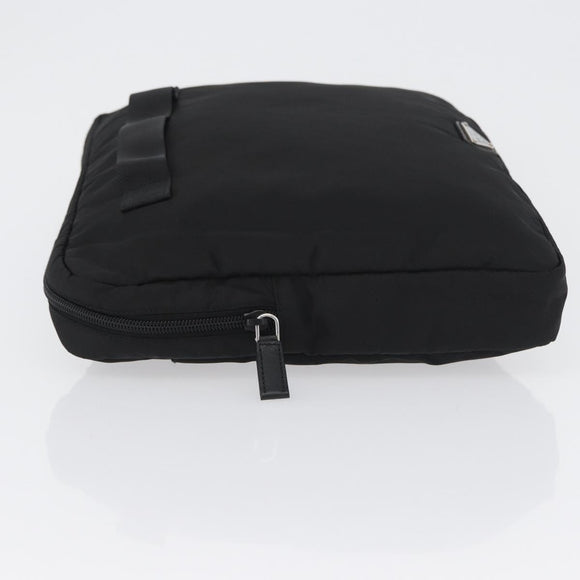 PRADA Pouch Nylon Black Silver Auth bs32791