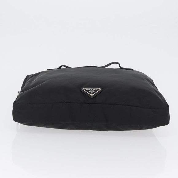 PRADA Pouch Nylon Black Silver Auth bs32791