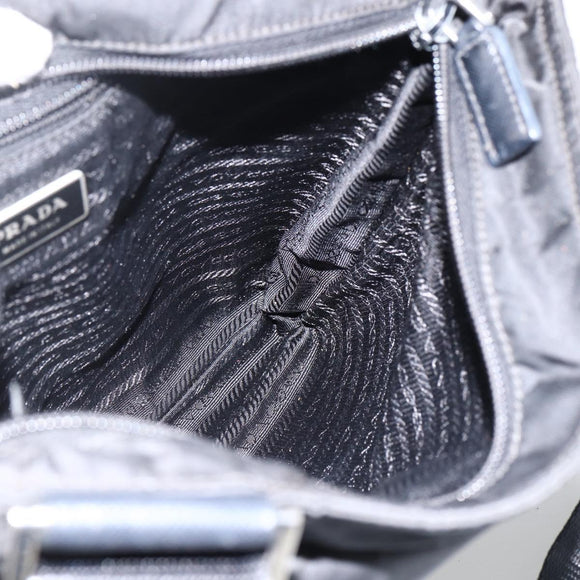 PRADA Shoulder Bag Nylon Black Silver Auth bs32792