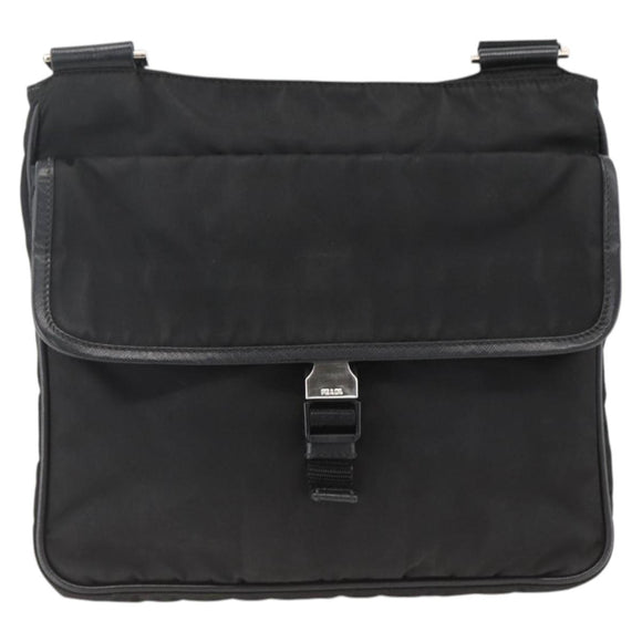 PRADA Shoulder Bag Nylon Black Silver Auth bs32792