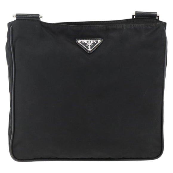 PRADA Shoulder Bag Nylon Black Silver Auth bs32792