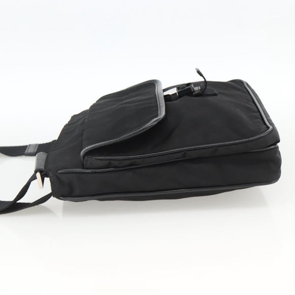 PRADA Shoulder Bag Nylon Black Silver Auth bs32792