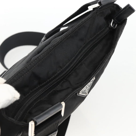 PRADA Shoulder Bag Nylon Black Silver Auth bs32792