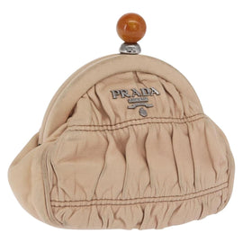 PRADA Pouch Leather Beige Auth bs32796