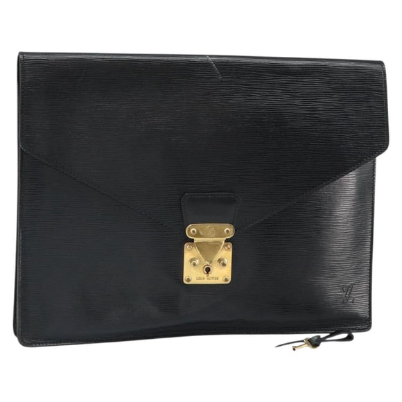 LOUIS VUITTON Epi Porte Documents・Senatur Briefcase Black M54452 Auth bs32800