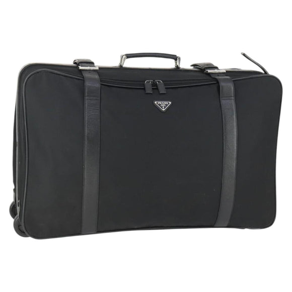 PRADA Carry Bag Nylon Black Silver Auth bs32807