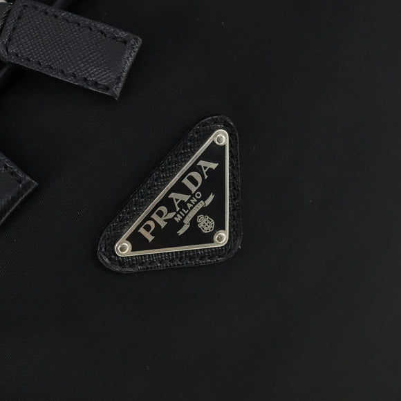 PRADA Carry Bag Nylon Black Silver Auth bs32807